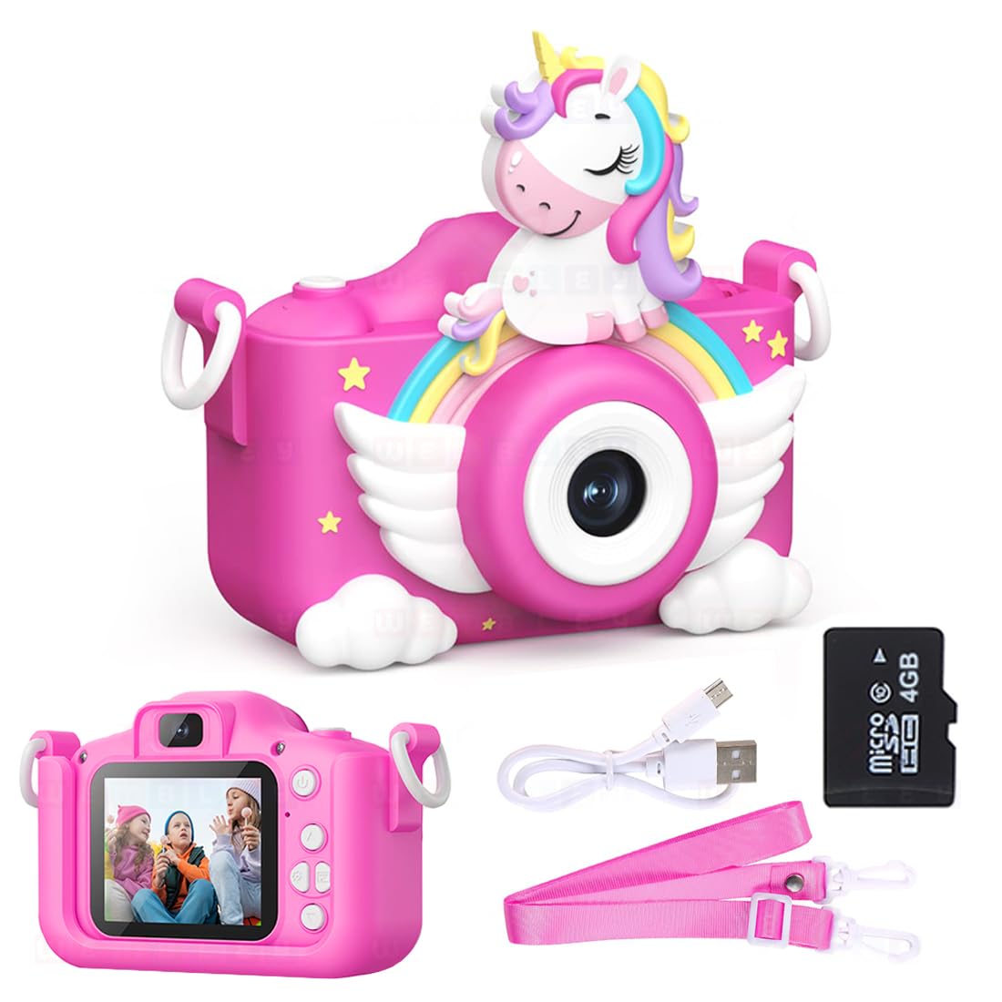 Unicorn 48MP Kids Digital Camera with Video Recorder | 2-Inch Screen & 4GB SD Card | Birthday Gift for Boys & Girls Ages 5-10 | Mini Camera for Fun Photo & Video | Best Toy Camera for Kids